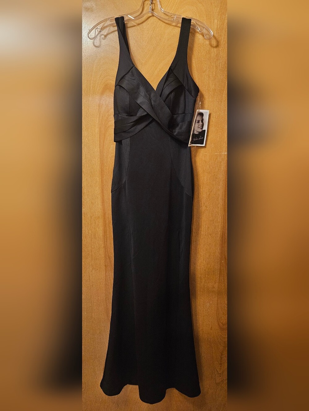 Elegant Black Maxi Dress with Draped Wrap Bodice